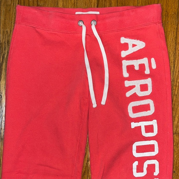 Aeropostale Bright Red and White Embroidered Joggers Size Medium - Picture 3 of 9
